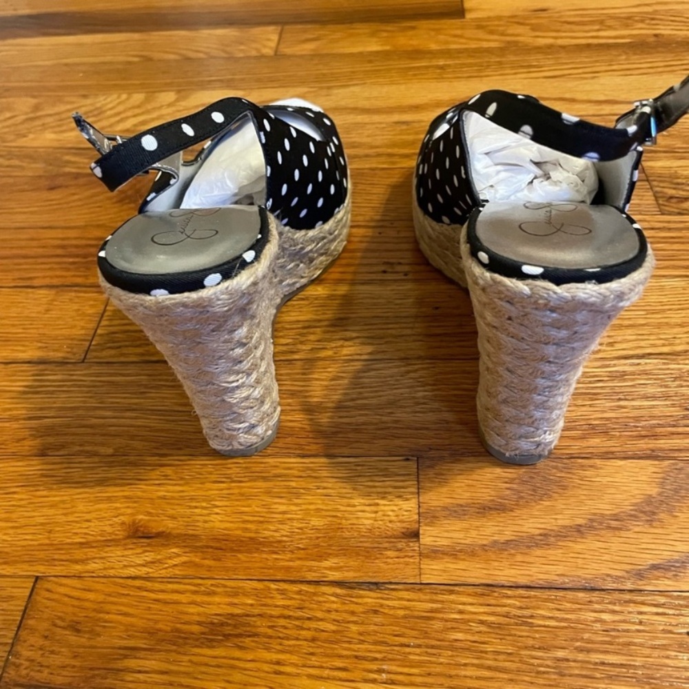 Jessica Simpson Black and White Polka Dot Wedges - Picture 3 of 5